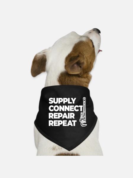 Supplying, connecting, repairing, plumbing - Dog Bandana - black - Front