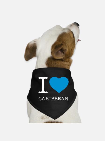 I love Caribbean Karibik - Dog Bandana - black - Front