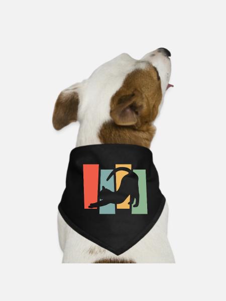 Silhouette de chat devant des blocs de couleur - Bandana pour chien - noir - Devant