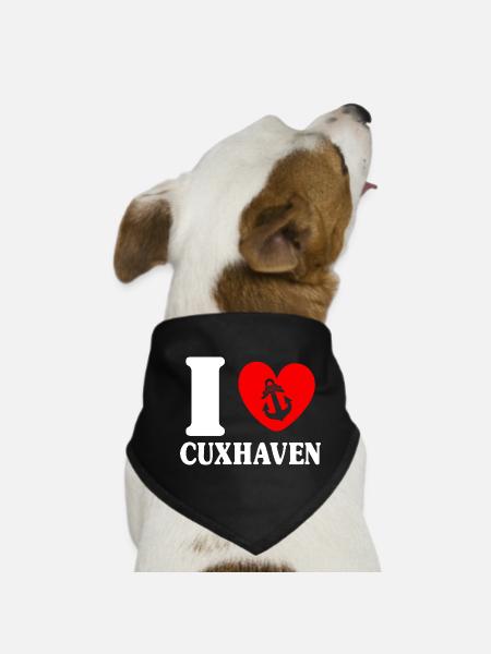 Vacances à la mer du Nord J’AIME CUXHAVEN Lustig - Bandana pour chien - noir - Devant