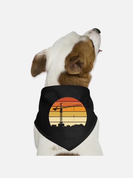 Kranführer Retro Design – Baustelle & Baukran - Hunde-Bandana - Schwarz - Vorne