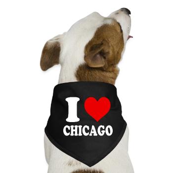 I Love Chicago Heart America USA Lustig - Hunde-Bandana - Schwarz - Vorne