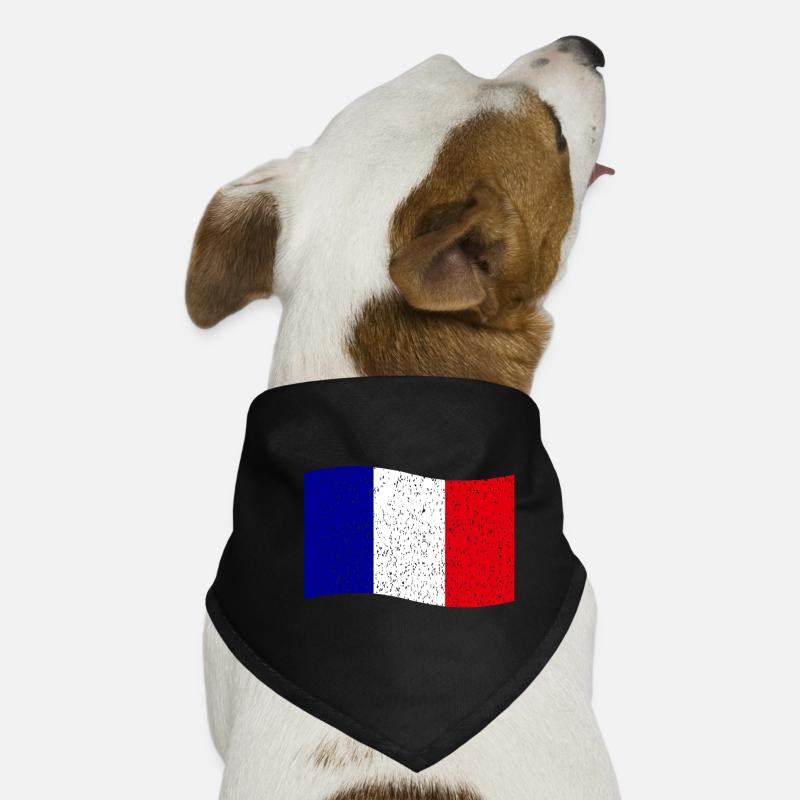 drapeau français vintage - Bandana pour chien - noir