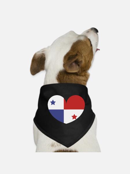 Panama heart flag - Dog Bandana - black - Front