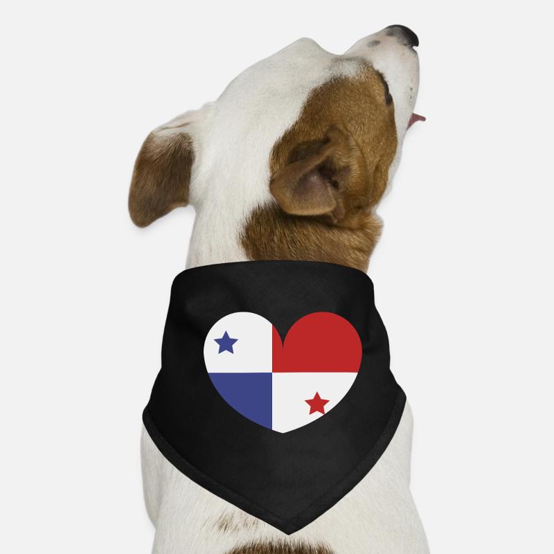 Panama-Herzflagge - Hunde-Bandana - Schwarz