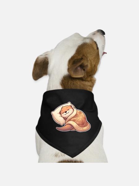 Sleeping Otter - Dog Bandana - black - Front