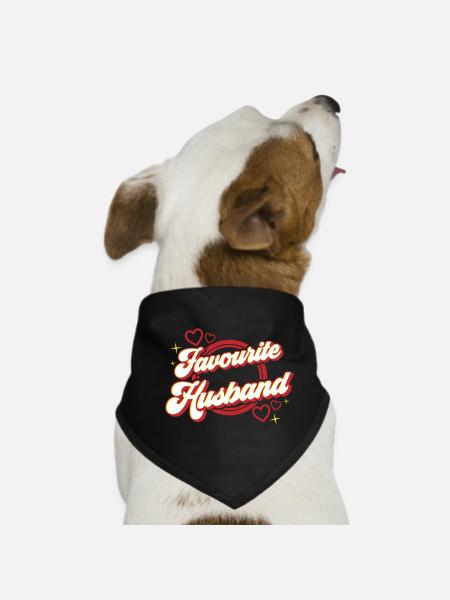 Favourite Husband | Colors changeable - Dog Bandana - black - Front