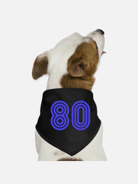 80. 80 ANS. 80e ANNIVERSAIRE. ANNIVERSAIRE 80 ANS. - Bandana pour chien - noir - Devant