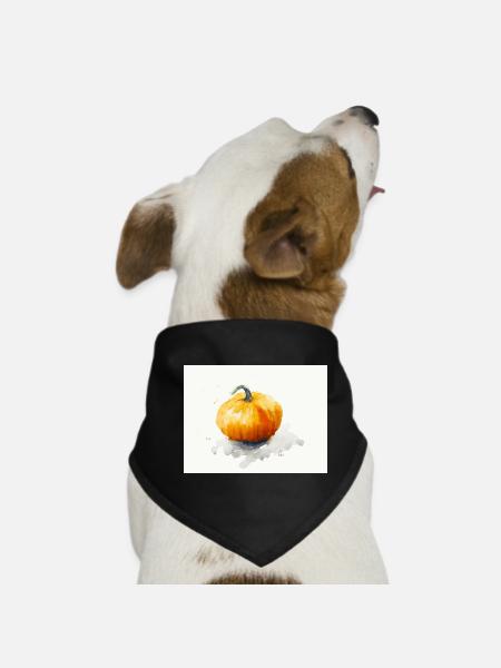 Citrouille lanterne Jack’o - Peinture à l’aquarelle peinte à la main - Bandana pour chien - noir - Devant