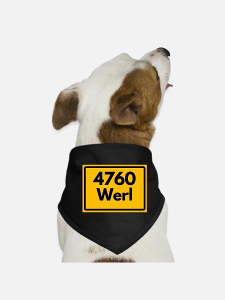 ALTE POSTLEITZAHL PLZ RETRO 4760 WERL - Hunde-Bandana - Schwarz - Vorne