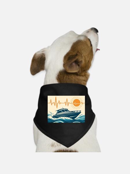 Coucher de soleil maritime en bateau à moteur - Bandana pour chien - noir - Devant