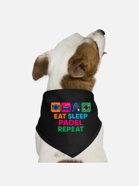 Eat Sleep Padel Repeat Funny Padel Tennis - Dog Bandana - black - Front