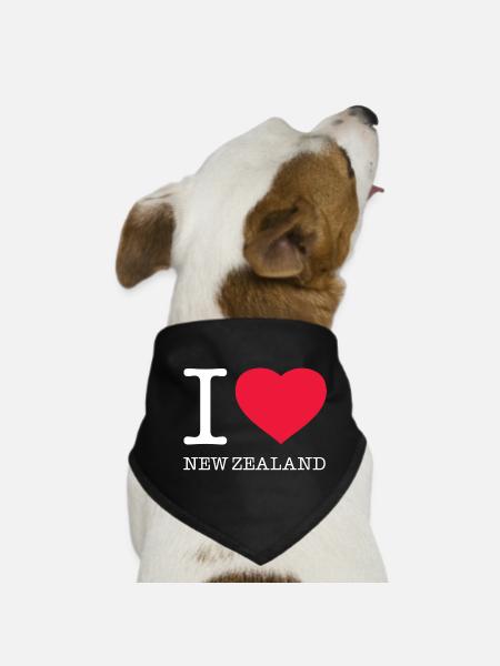 I LOVE NEW ZEALAND Neuseeland - Dog Bandana - black - Front