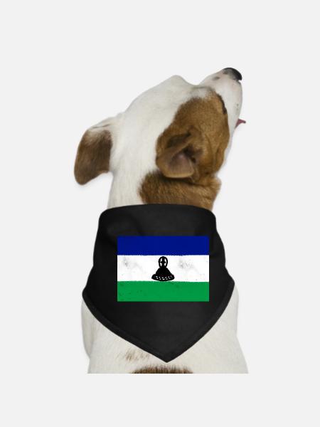 Flagge von Lesotho - Hunde-Bandana - Schwarz - Vorne
