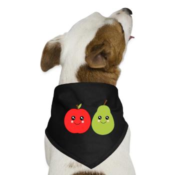 Kawaii Birne Kawaii Früchte Kawaii Obst Apfel - Hunde-Bandana - Schwarz - Vorne