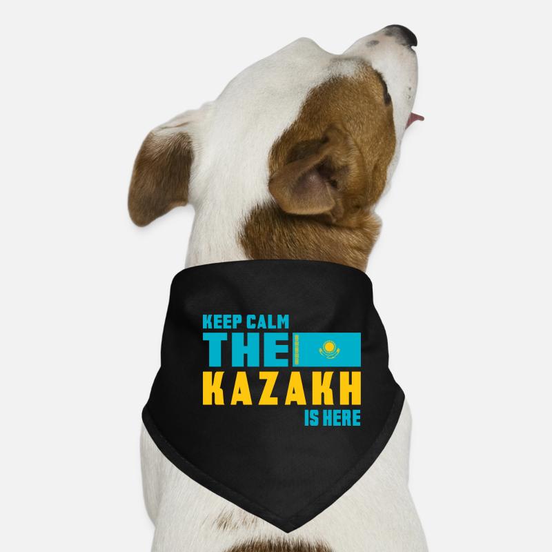 Design du drapeau Keep Calm Kazakhstan - Bandana pour chien - noir