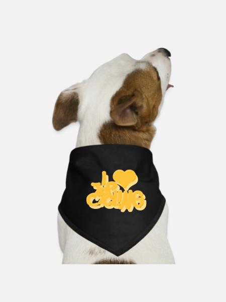 I_love_Cycling_gelb - Hunde-Bandana - Schwarz - Vorne