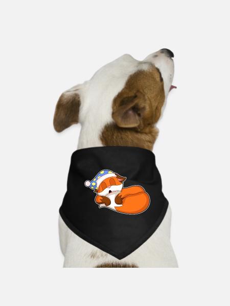Fox Sleeping Nightcap - Dog Bandana - black - Front