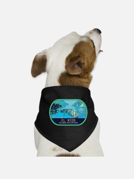 Époustouflant El Nido : Vue Aérienne Paradisiaque - Bandana pour chien - noir - Devant