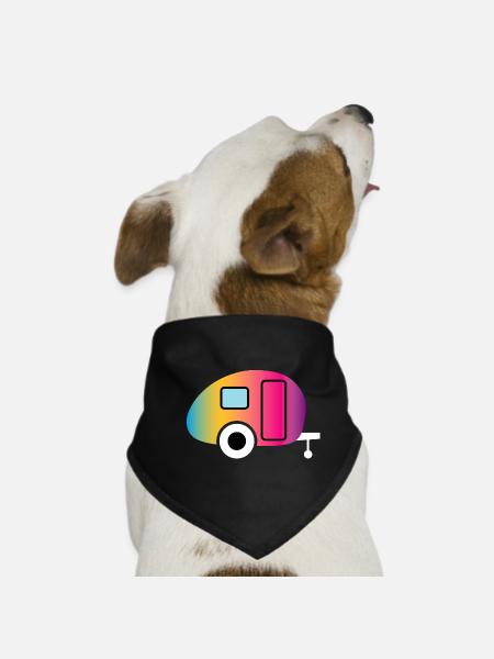 Caravan Wohnwagen Farbverlauf Camping Camper Fan - Hunde-Bandana - Schwarz - Vorne