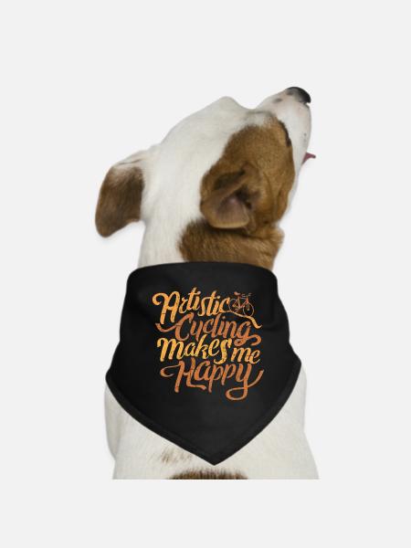 Artistic Cycling, Artistic Cycling, Makes Me Happy - Dog Bandana - black - Front