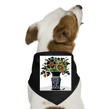 bunter Blumenstrauß - Hunde-Bandana - Schwarz - Vorne