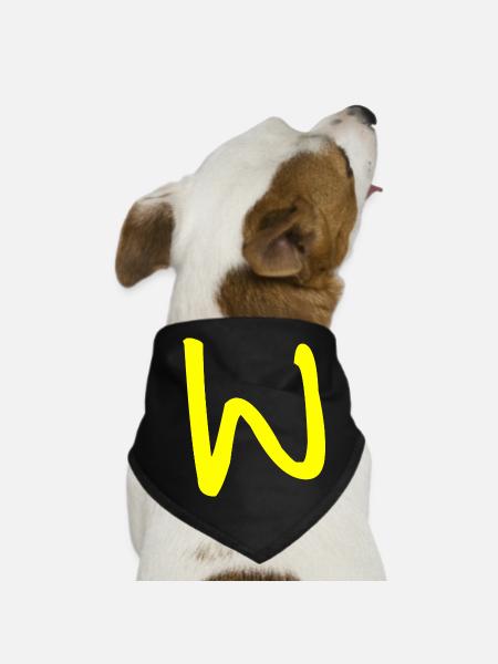 Buchstabe W - Hunde-Bandana - Schwarz - Vorne