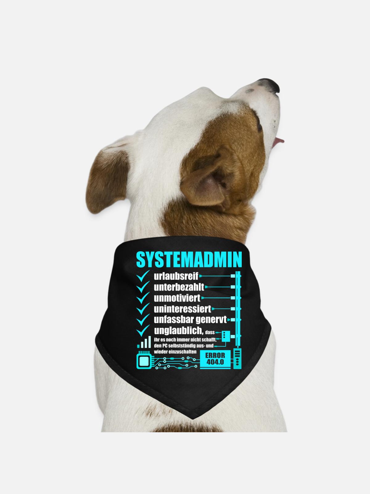 Systemadministrator, IT-Support, Netzwerkadmin, PC - Hunde-Bandana - Schwarz - Vorne