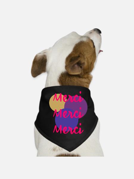 MERCI. THANKS. ANNIVERSAIRE. NAISSANCE. RETRAITE. - Bandana pour chien - noir - Devant