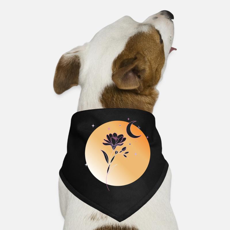 Freesia avec illustration de dessins en lignes de lune Bandana pour chien