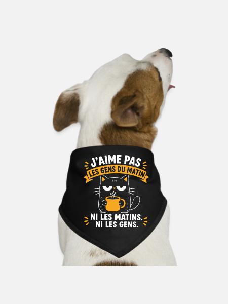 Chat blasé au café des matins - Bandana pour chien - noir - Devant