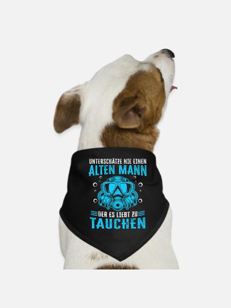 alten Mann der es liebt zu tauchen tauchen - Hunde-Bandana - Schwarz - Vorne