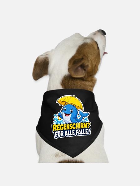 Wal mit Regenschirm für alle Fälle Regen Humor - Hunde-Bandana - Schwarz - Vorne