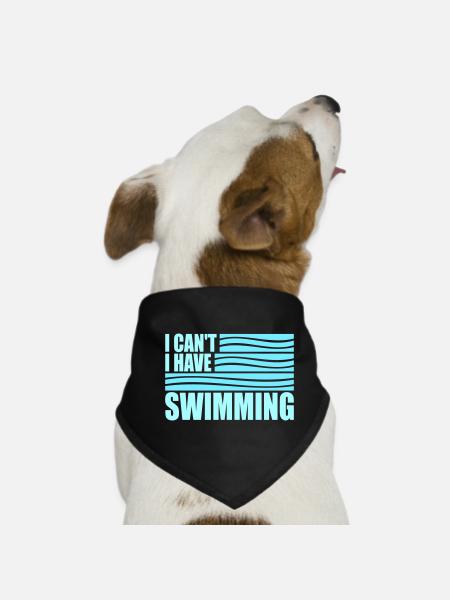 I Can't I Have Swimming Funny Swimmer Excuse - Dog Bandana - black - Front