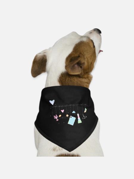 maritime delicate colorful symbols on the clothesline - Dog Bandana - black - Front