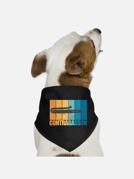 Kontrafagott Vintage Musiker Instrument Geschenk - Hunde-Bandana - Schwarz - Vorne