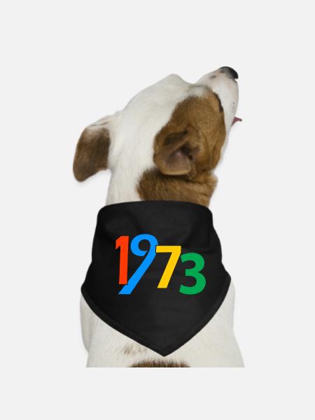 50th Birthday 1973 50 years Gifts For Men Women - Dog Bandana - black - Front