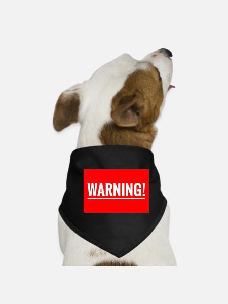 Warning Flexible Embroidery Design - Dog Bandana - black - Front
