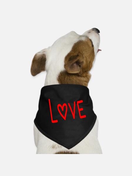 HEART. HEARTS. VALENTINE'S DAY. LOVE. LOVE. COUPLE. - Dog Bandana - black - Front