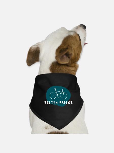 Rarement sans roues – Drôle de jeu de mots sur le vélo de route - Bandana pour chien - noir - Devant