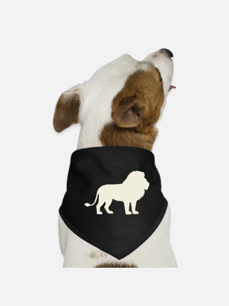 Löwen-Silhouette in Cremeton - Hunde-Bandana - Schwarz - Vorne