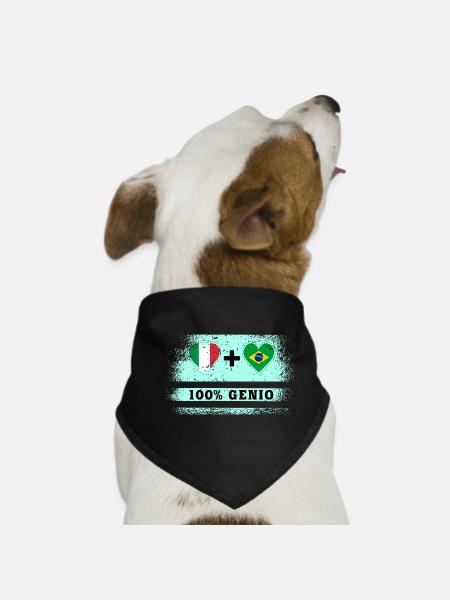Italie et Brésil 100% drapeau de génie - Bandana pour chien - noir - Devant