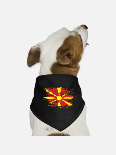 Macedonia flag used - Dog Bandana - black - Front
