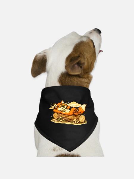 Chill fox in wooden trunk with sunglasses - Dog Bandana - black - Front