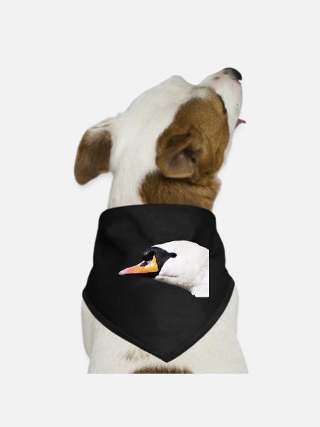 Schwanenporträt Schwarzweiß Kontrast - Hunde-Bandana - Schwarz - Vorne
