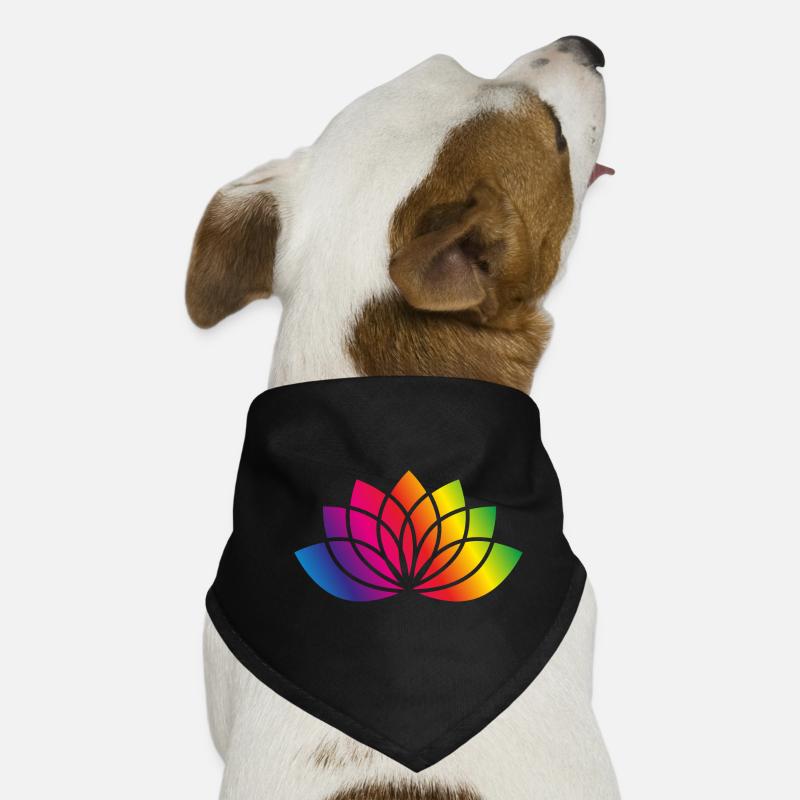colorée fleurs stylisées symbole - Bandana pour chien - noir