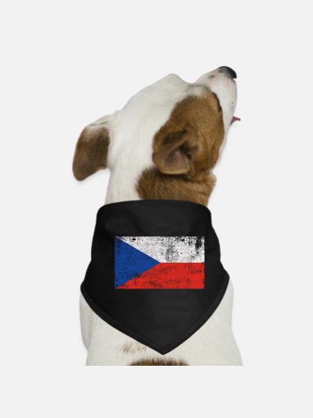 Flag Czech Republic Flag Grunge Retro Vintage - Dog Bandana - black - Front