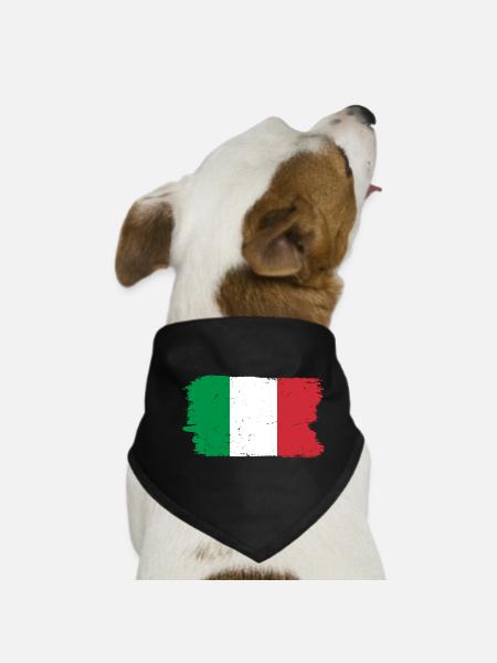 Pinselstrich Italien Flagge - Hunde-Bandana - Schwarz - Vorne