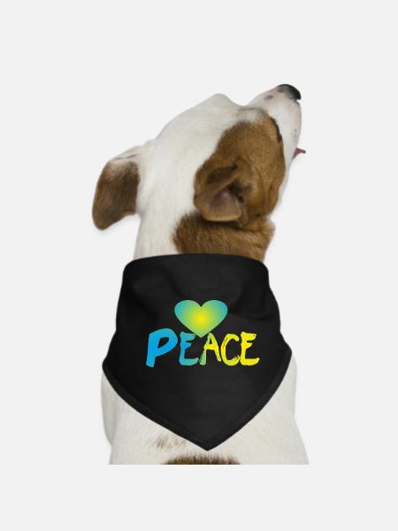Peace Heart Peace Peace Sign - Dog Bandana - black - Front