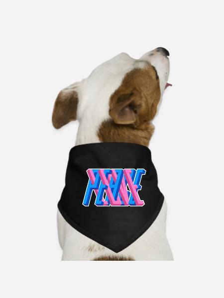 Love & Peace – Graffiti Style Love & Freedom - Dog Bandana - black - Front